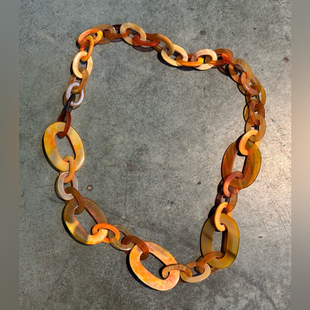 Elegant Orange and Brown Chain Necklace (BRAND NEW)